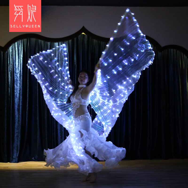 Open Back White 382 Led Isis Wing Props Light Up Led Dance Capes With Telescopic Stick